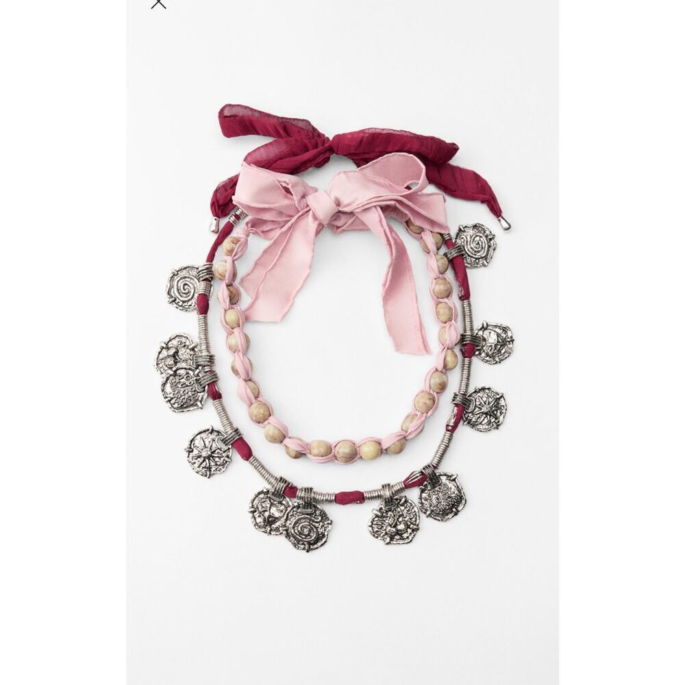 Nwt-Zara- TWO PACK OF FABRIC PIECE NECKLACES